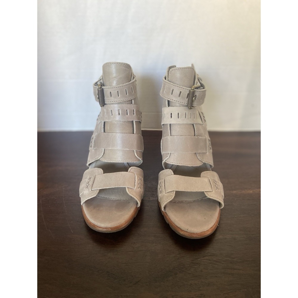 Sorel Nadia Buckle Sandals Leather Open Toe Bootie Color Kettle Grey Size 9.5